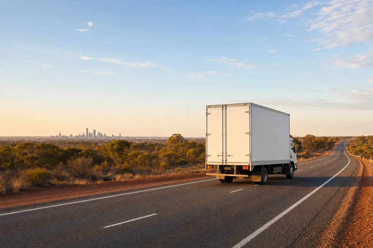 Removals truck on a country road for a regional WA furniture move