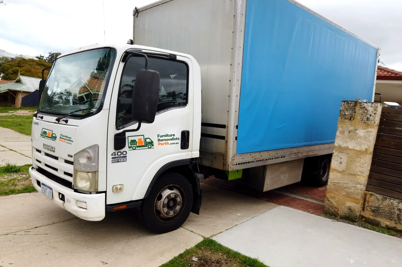 Furniture Removalists Perth truck parked in a Perth driveway ready to load