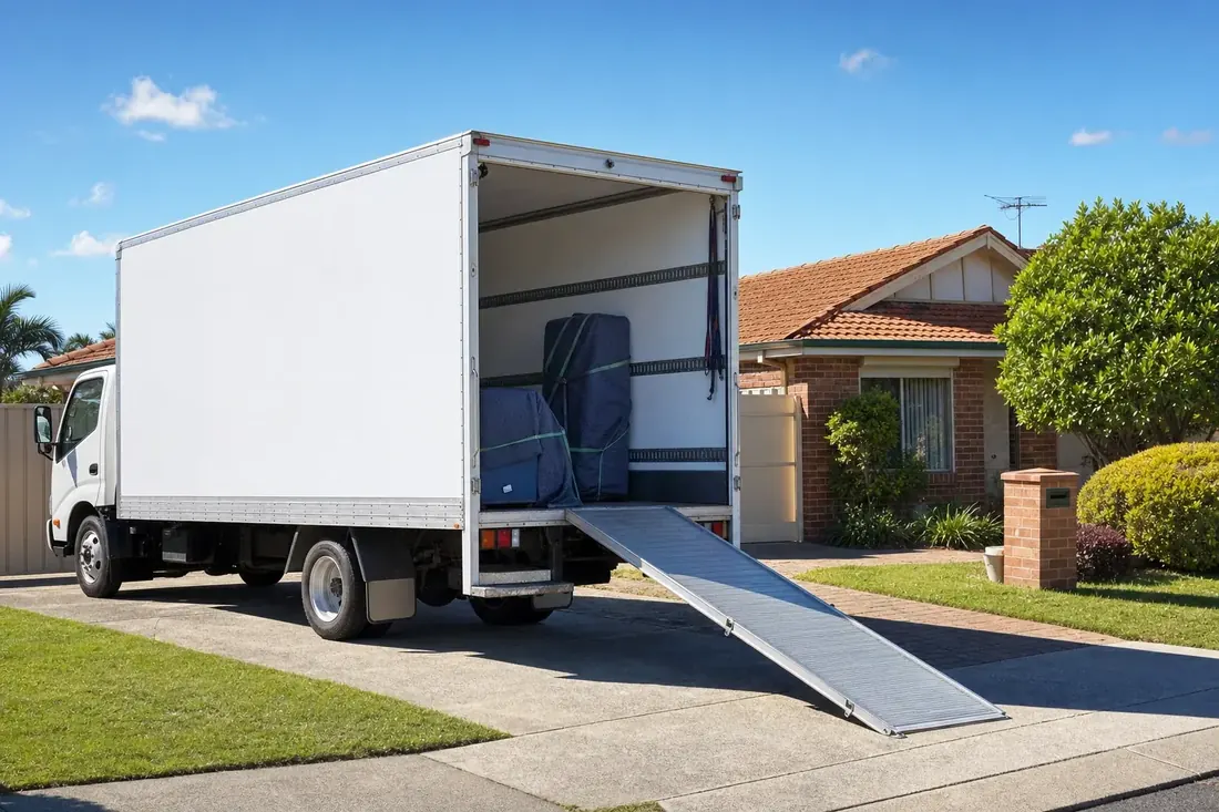 Perth removals truck parked and ready for a downsizing move