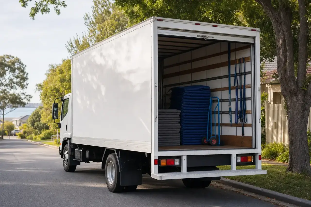 Perth removals truck parked and ready for an apartment move
